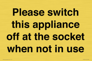 Please switch this appliance off at the socket when not in use